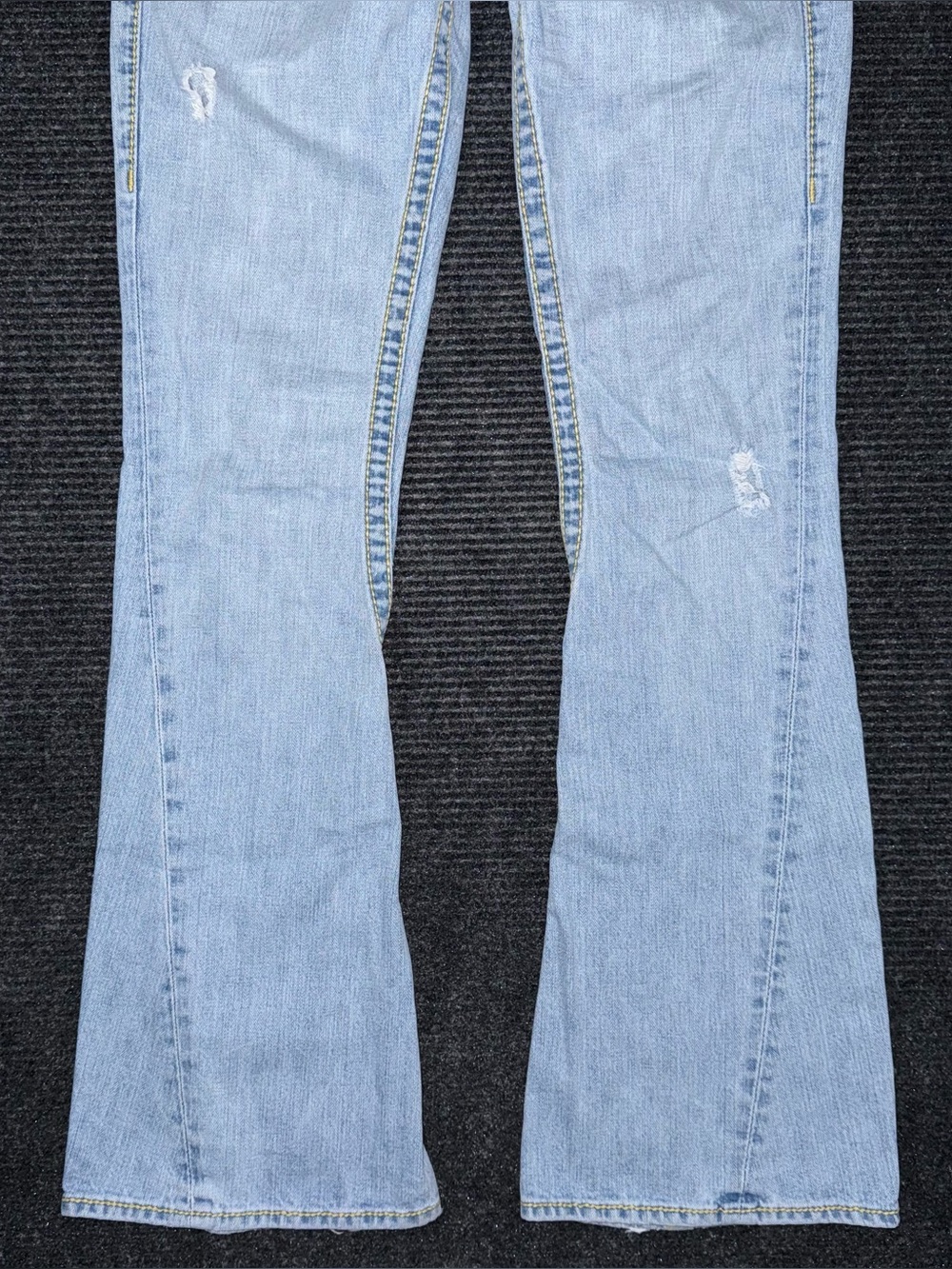 RARE Vintage True Religion Ultra Low Rise Twisted Flare Jeans Distressed 27 x 33 - Picture 5 of 14